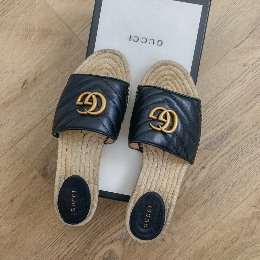 GUCCI GG Marmont Espadrilles Black Sandals